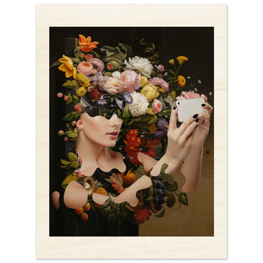 Selfitis Wood Print - Spork Fine Art USA