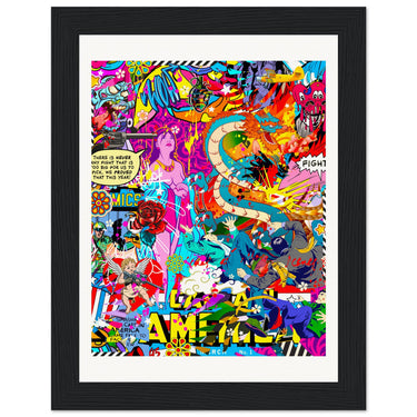 American Fight Wooden Framed Print - Spork Fine Art USA