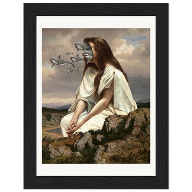 Maneater Wooden Framed Print - Spork Fine Art USA
