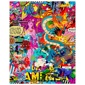 American Fight Wood Print - Spork Fine Art USA