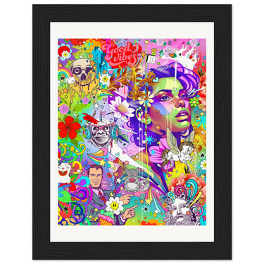 Good Vibes Wooden Framed Print - Spork Fine Art USA