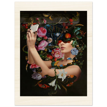 Selfitis Flip Wood Print - Spork Fine Art USA