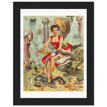 Under The Sea Reptile Butcher Shop Wooden Framed Print - Spork Fine Art USA