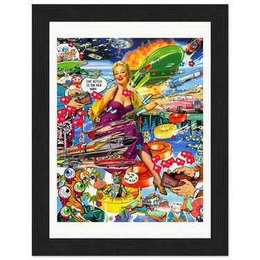 The Bitch Is On Her Way Wooden Framed Print - Spork Fine Art USA