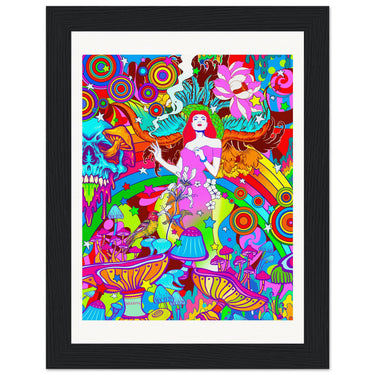 Psychedelic Angel Wooden Framed Print - Spork Fine Art USA