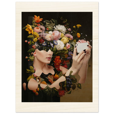 Selfitis Wood Print - Spork Fine Art USA