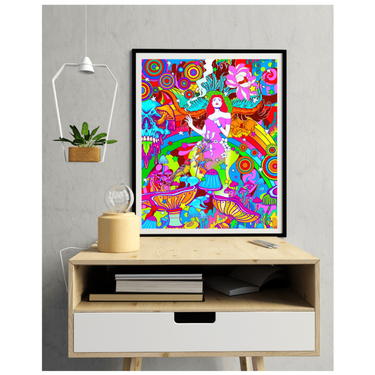 Psychedelic Angel Wooden Framed Print - Spork Fine Art USA