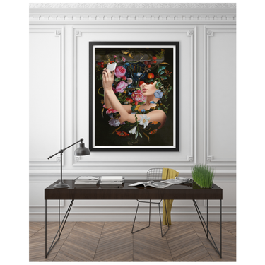 Selfitis Flip Wooden Framed Print - Spork Fine Art USA